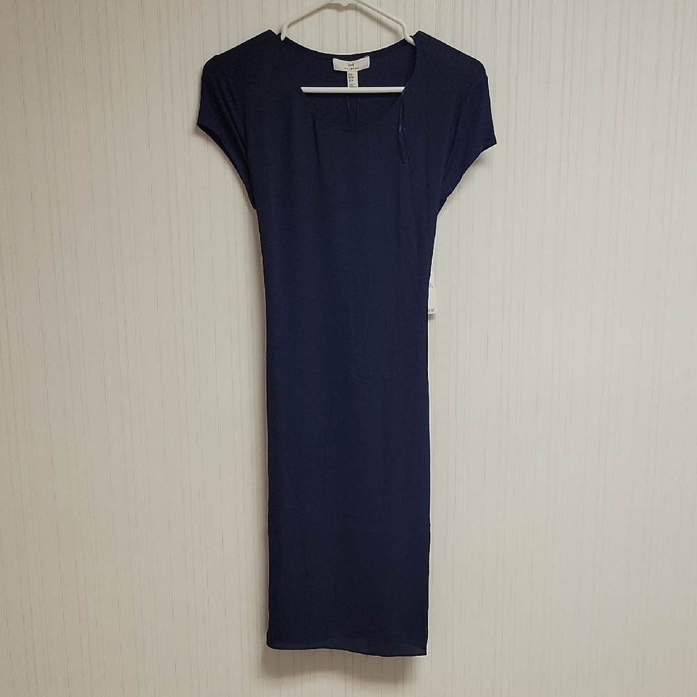 H By Halston Midnight Blue Midi Dress, Women's Small New with Tags